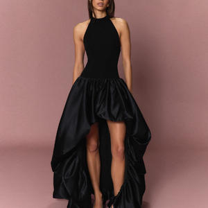 Abito da festa estivo senza maniche in chiffon morbido, taglio alla moda, personalizzato, lungo fino al pavimento, fatto a mano con stampa a pois, di alta gamma, all'ingrosso - Product Image 2