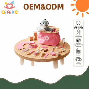 Juego de Veterinario de Madera Rosa Montessori para Niños, Kit de Juego de Imitación de Doctor con Bolsa de Transporte de Peluche para Perro, Juguete Educativo de Rol, Regalos - Product Image 1