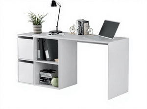 <span class=keywords><strong>Escritorio</strong></span> Moderno de Madera Reversible Multiposición Modelo Adapta Artik con Acabado Blanco y Estantería para Computadora - Product Image 3
