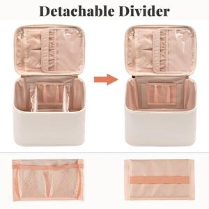 Portable for PU Zipper <b>Bag</b> Cosmetics Travel <b>Makeup</b> Organizer Eco-Friendly Waterproof <b>with</b> <b>Brush</b> Slots Divider for Daily Use - Product Image 5