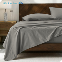 Ensemble de draps en coton biologique Cloudland, 100% coton, draps de lit 300 TC, style uni, motif uni, drap plat, plié
