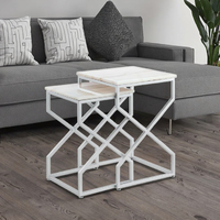 Table basse moderne de luxe carrée en métal argenté avec socle en marbre durable pour salon chambre à coucher hôtel villas appartements