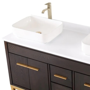 Lujoso y moderno armario de <span class=keywords><strong>baño</strong></span> de 60 pulgadas para suelo, para Hotel, apartamento, hogar, armario de <span class=keywords><strong>baño</strong></span> con doble fregadero - Product Image 6
