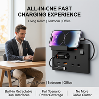 Prise murale de charge rapide standard britannique avec 2 ports USB et 2 interfaces Type-C, prise UK 13A, IP44, accessoire de charge domestique