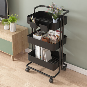 Chariot utilitaire roulant robuste à 3 niveaux, chariot <span class=keywords><strong>de</strong></span> rangement mobile, organisateur en métal avec roues pour cuisine, bureau, maison, salon - Product Image 3