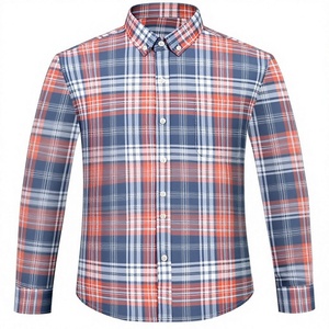 เสื้อเชิ้ตผู้ชายผ้าฝ้ายอ๊อกซ์ฟอร์ด 100% ทรงเข้ารูป แขนยาว ลายสก็อต สไตล์ลำลอง ธุรกิจ ผ้ากันยับ ย้อมเส้นด้าย สำหรับฤดูใบไม้ผลิและฤดูร้อน - Product Image 2