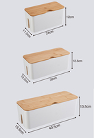 Boîte de rangement pour câbles de grande taille, 3 pièces, couvercle en bois, design moderne, organisateur de bureau pour prise de courant, organisateur de rangement