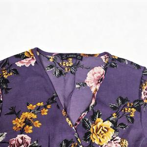 Nouvelle Robe Longue Décontractée pour Femme 2026, de Haute Qualité, à Manches Longues et Col en V, avec Motif Floral Violet sur le Bas, Service d'Usine <span class=keywords><strong>Original</strong></span> - Product Image 5