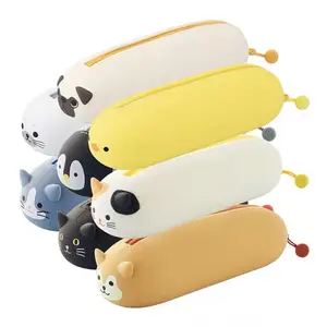 Customized Cute Cartoon Animals Shape Soft Eco-friendly Waterproof Odorless Flexible Durable Silicone Pencil Case