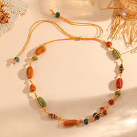 Parure de colliers bohèmes ajustables faits à la main en pierre naturelle et coquillage, tressés et superposés, pour femme, vente en gros