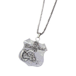 Collier pendentif Route 66 en alliage de zinc, forme bouclier, style hip-hop punk unisexe, chaîne de pull, cadeau - Product Image 5