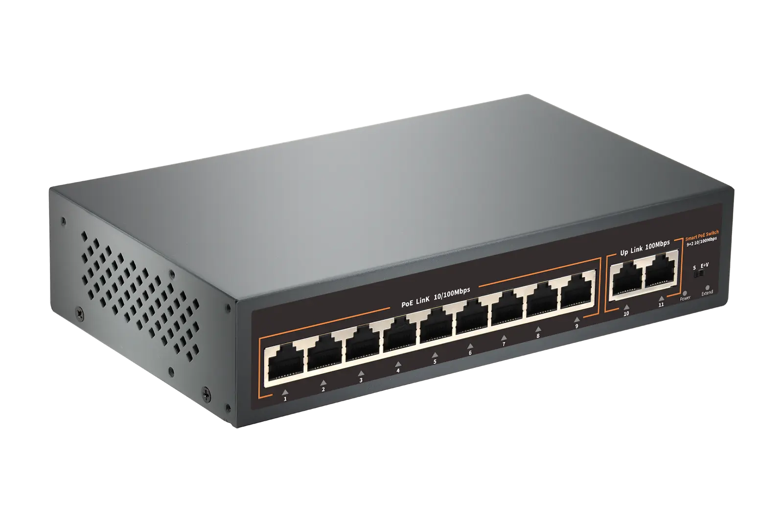 9 porte 10/100Mbps interruttore POE Ethernet 120W VLAN uplink 2x100mbp per la commutazione di rete della porta della telecamera IP