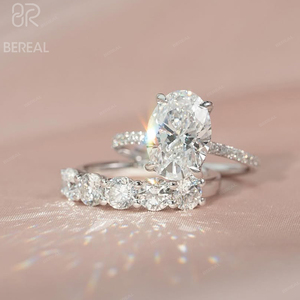 Conjunto de anillos de boda de diamante cultivado en laboratorio Vvs personalizado, superventas, oro blanco, plata 925, conjunto de anillos de boda para parejas, joyería para mujer - Product Image 1