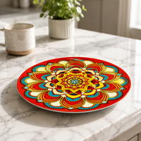 Assiette plate en porcelaine bohème, style nordique minimaliste, assiette creuse ronde à motif végétal, compatible micro-ondes et lave-vaisselle