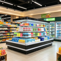 Vitrine réfrigérée commerciale double face à refroidissement par air, dégivrage automatique, pour supermarché