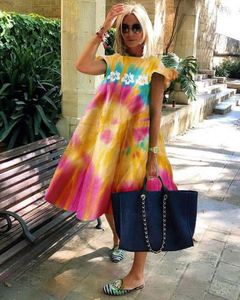 2021 <span class=keywords><strong>vestidos</strong></span> de mujer de verano de estilo caliente con cuello redondo de vacaciones dulces, pétalos de una línea estampados y mangas largas - Product Image 4