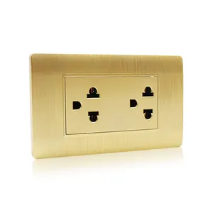 6 Holes US Type Thailand Wall Socket Gold Color PC Multifunction Duplex Receptacle Outlet