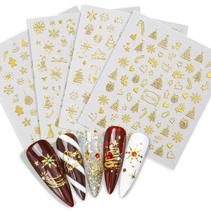 Pegatinas 3D en relieve doradas para <span class=keywords><strong>uñas</strong></span> Mocmaki con patrones navideños para manicura de invierno - Product Image 2
