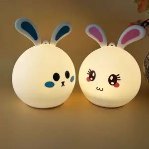 Подвесной силиконовый светильник в виде кролика с милыми животными, подарок для детей, светильник в виде кролика, меняющий цвет