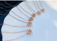 Collier de diamants de laboratoire en or rose 18 carats pendentif chaîne de clavicule circulaire à bulle unique ensemble de bijoux en diamant véritable chaîne