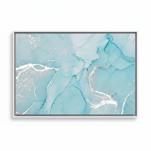 Tableau sur toile en encre alcoolisée bleu marbre argenté : Décoration élégante pour la maison, TOILE ENCADRÉE BLANCHE - Product Image 2
