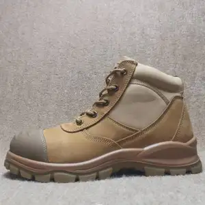 Yellow nubuck leather steel toe cap goodyear welted safety boots safety shoes supplier work boots for men