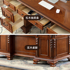 Rắn gỗ Nhà văn phòng bàn gỗ rắn khắc Bàn máy tính sang trọng Ông Chủ bàn kích thước lớn cho phòng học khách sạn đồ nội thất - Product Image 5