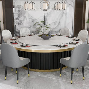 Mesa de olla caliente comercial con capacidad para 20 personas, mesa giratoria de placa de roca eléctrica para comedor de Hotel grande, silla de <span class=keywords><strong>Metal</strong></span> extensible - Product Image 4