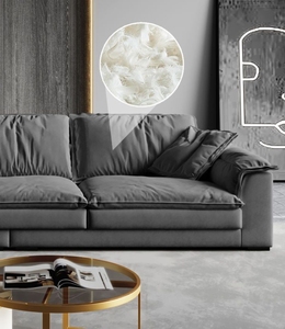 Grand canapé d'angle moderne pour trois <span class=keywords><strong>personnes</strong></span> simple rangée droite avec chaise longue imperméable en cuir PU éponge en tissu pour salon - Product Image 2