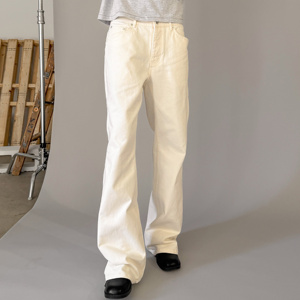 <span class=keywords><strong>Jean</strong></span> Bootcut Décontracté 15oz en Denim <span class=keywords><strong>Blanc</strong></span> Cinq Poches Classique pour Homme avec Poche Avant Courbée Pantalon en Denim Streetwear - Product Image 1