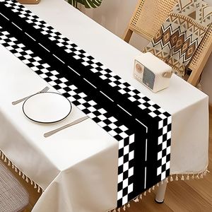 35*180cm rettangolari <span class=keywords><strong>in</strong></span> <span class=keywords><strong>plastica</strong></span> per pista da corsa <span class=keywords><strong>in</strong></span> bianco e nero pista da corsa decorazione Desktop per Runner da tavolo - Product Image 5