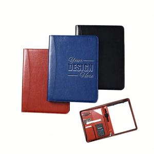 Porte-documents professionnel personnalisé en cuir PU avec fermeture éclair - Housse pour tablette, rangement, calculatrice, bloc-notes - Product Image 1