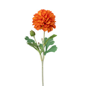 Fleur artificielle en soie Dahlia à tige unique de style européen, feuilles pour décoration de cérémonie de mariage, salon, table à manger, arrangement floral - Product Image 1