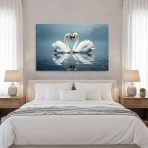 Romantic Birds in Love Printed Canvas Artwork - Two Swans Design,<b>WRAPPED</b> CANVAS - Product Image 3