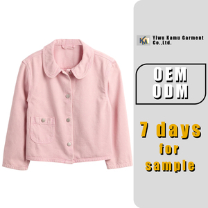 Produttore Logo personalizzato cotone/Pol <span class=keywords><strong>Denim</strong></span> rosa manica lunga ragazze camicie giacche per bambini con tasca per adolescenti Outdoor Wear - Product Image 2