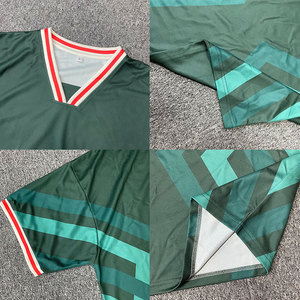 เสื้อฟุตบอลพิมพ์ลายเรขาคณิตสีเขียวสไตล์เรโทรแบบกำหนดเอง แห้งเร็ว ระบายอากาศได้ดี เสื้อผ้าสตรีทแวร์สำหรับกีฬาฟุตบอล - Product Image 6