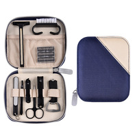Kit de manucure quotidienne de luxe pour hommes dans un étui de voyage, ensemble d'outils de soin personnel en acier inoxydable, ensemble d'outils de rasage robustes pour hommes, idéal pour les voyages