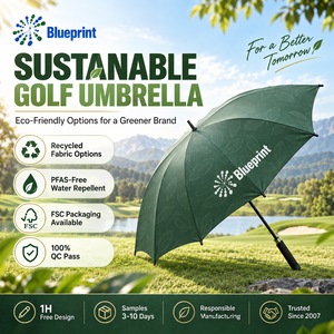 Paraguas de Golf Personalizado con Logotipo, Ecológico, Impermeable, con Tela Reciclada Libre de PFAS, con Apertura Automática y Protección Contra el Viento - Product Image 1