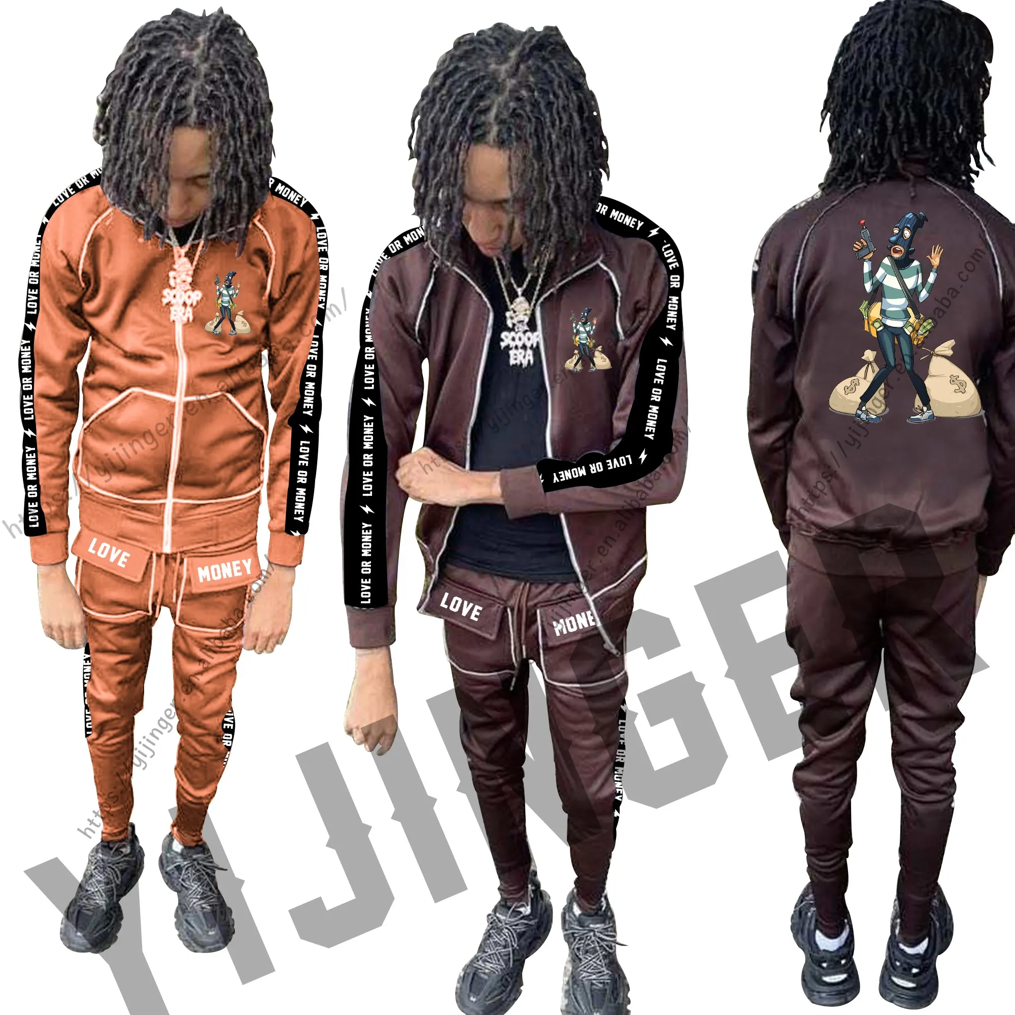 embroidery Custom made high quality streetwear reflective jogger track pants mens striped reflective couple tracksuit suit