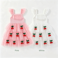 Robe en tulle cerise sans manches pour filles, très vendue, 3 couches, style gâteau, pour filles de 18 mois à 4 ans
