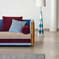 Sofá Modular Danés de Diseño Nórdico con Combinación de Colores en Tela Multicolor, Estilo Pequeño, con Esponja Artística de Madera