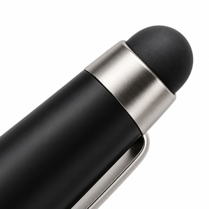 Stylet tactile et stylo bille 2-en-1 en métal noir mat avec finition en acier, personnalisable avec logo, idéal comme cadeau - Product Image 5