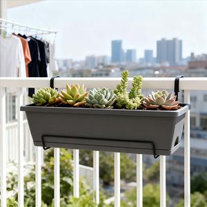 Grand Plasti Hollen Légumes <span class=keywords><strong>Fleur</strong></span> Balcon Suspendus Pots Hollen Rectangulaires pour Jardinières Lazyman pour Garde-Corps - Product Image 2