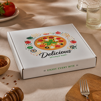 Caja de Pizza Blanca con Cierre Superior Plegable, Diseño de Papel Corrugado, Empaque Minorista para Pizzerías, Bajo MOQ, Suministro para Restaurantes y Cafeterías