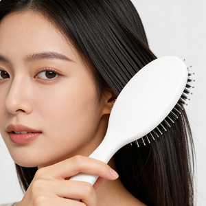 Cepillo Acolchado para Cabello con Cerdas de Jabalí Blancas, Desenredante, Anti-Frizz y Masajeador de Cuero Cabelludo, Herramienta de Estilismo Profesional para Cabello Rizado, Liso, Seco y Mojado - Product Image 3