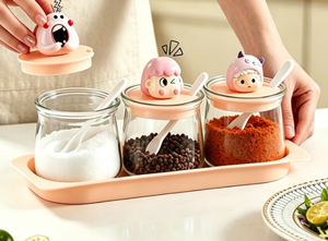 Kotak Penyimpanan Bumbu Dapur Rumah Tangga Lovely Little Monster, <span class=keywords><strong>Set</strong></span> Kombinasi Garam dan Bumbu Berkualitas Tinggi - Product Image 3