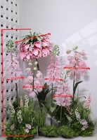 Meilleure Vente : Fleurs Artificielles Géantes en EVA, Fritillaria Rose Orange en Épanouissement, avec Support, 6 Pièces pour Décoration d'Événements et de Fêtes