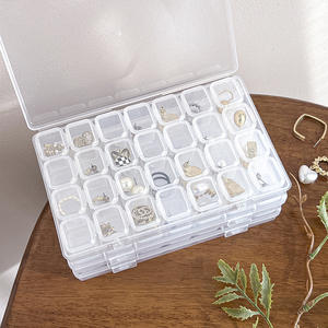 Caja organizadora de joyas transparente, estuche de almacenamiento con 28 56 compartimentos y tapa para pendientes, anillos, collares, soporte para accesorios de escritorio - Product Image 5