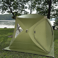 Hamac carré pour 6 personnes Warmfire avec logo personnalisé, design moderne, tissu Oxford triple couche et poteaux en fibre de verre