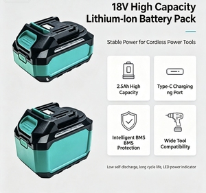 Batterie lithium-ion 18V 6Ah avec port de charge Type-C, batterie de remplacement rechargeable pour perceuse sans fil, outils électriques, en stock - Product Image 5